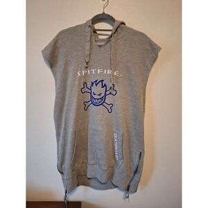 Bleecker & Mercer Spitfire Skateboard Sleeveless Hoodie Gray Mens Large Side Zip